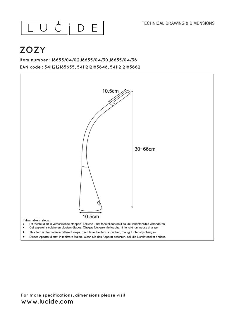 GOOSY LED - Stolová lampa - 4W 3000K 430LM - Strieborná